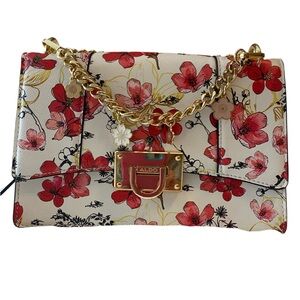 Aldo Red and Cream Floral Shoulder Bag